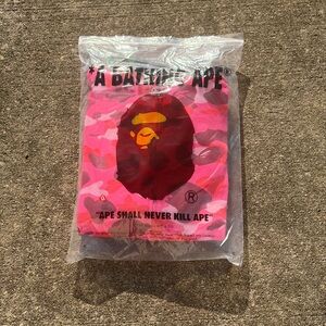 Bape Pink Camo Hoodie with Pink Ape Head Graphic